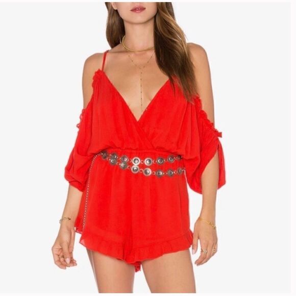 Lovers + Friends  x REVOLVE Malia Romper in Red - Picture 1 of 5